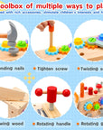 Kids Tool Set - 29 PCS Wooden Toddler Tool with Box, Montessori STEM Educational Pretend Play Construction Toy for 2 3 4 5 6 Year Old Boys Girls, Best Birthday Gift