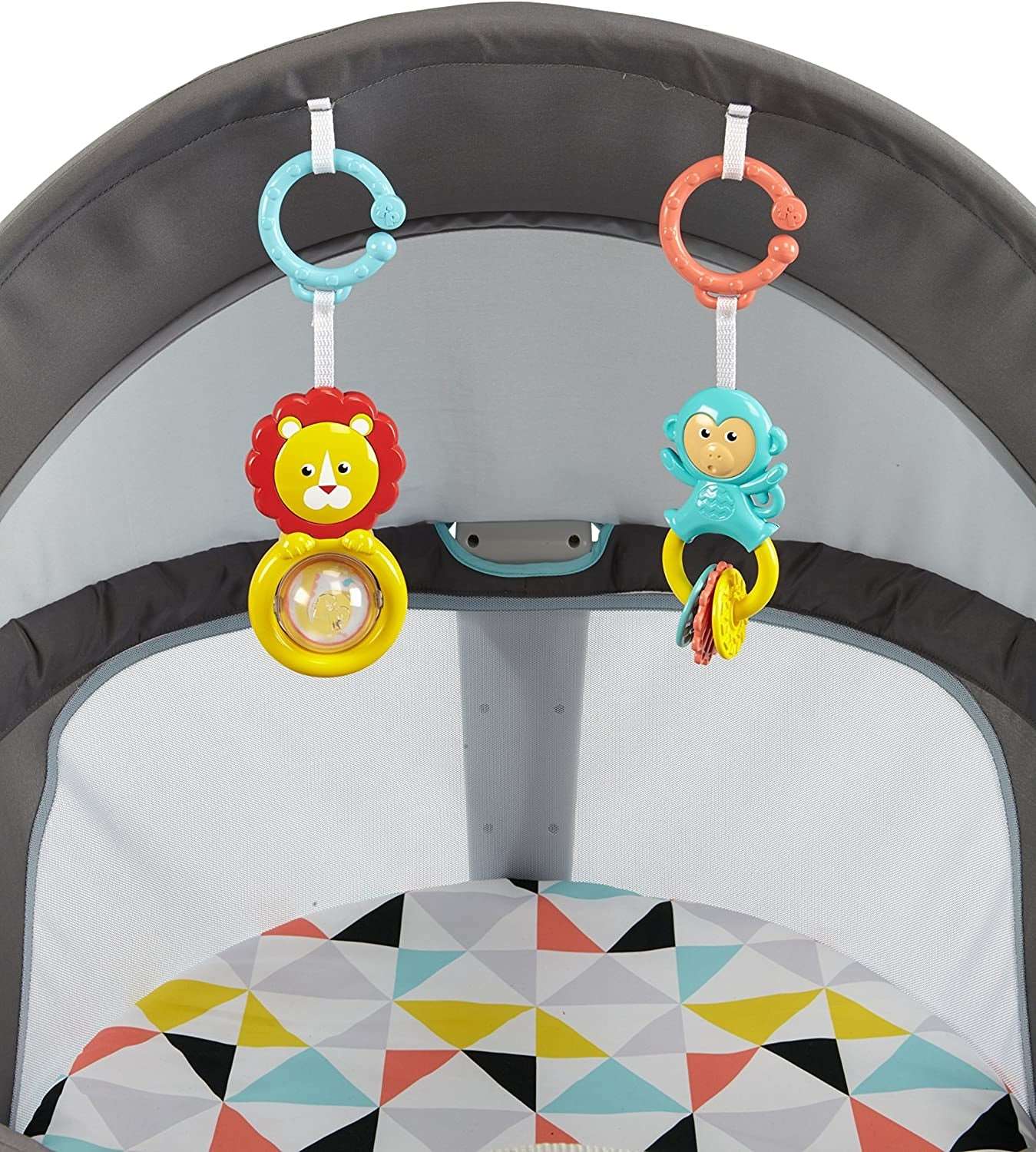 Portable Bassinet and Play Space On-The-Go Baby Dome with Developmental Toys and Canopy, Windmill