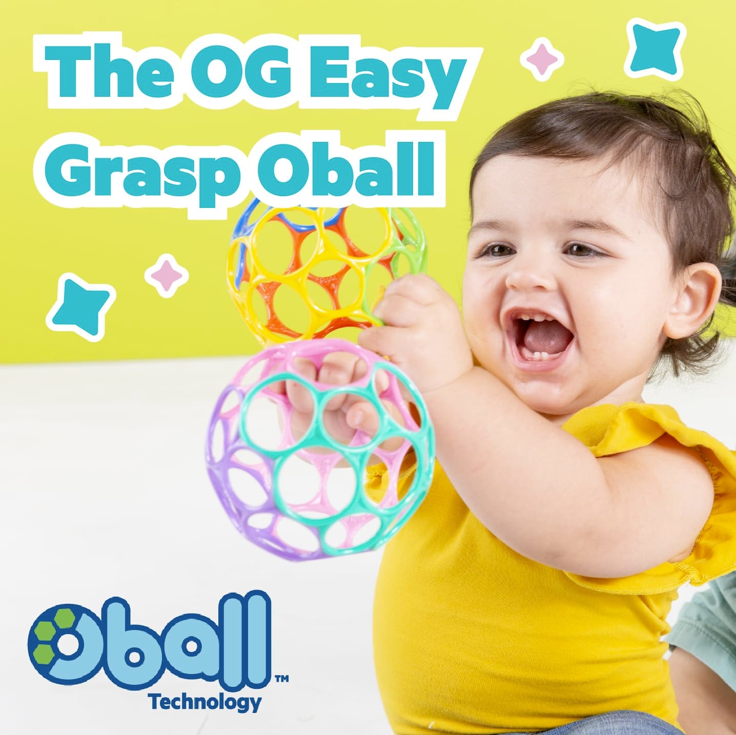 Oball Easy-Grasp Rattle Bpa-Free Infant Toy in Blue, Age Newborn and Up, 4 Inches