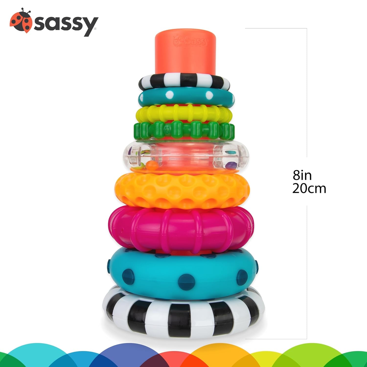 Stacks of Circles Stacking Ring STEM Learning Toy, Age 6+ Months, Multi, 9 Piece Set