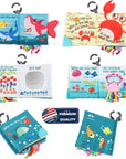 Fish Baby Books Toys, Touch and Feel Cloth Soft Crinkle Books for Babies,Toddlers Infant Kids Activity Early Education Toys, Shark Tails Teething Toys Teether Ring, Baby Book Octopus,Ocean Sea Animal