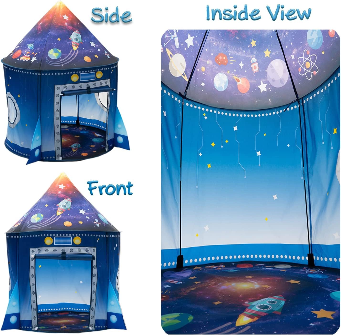 Rocket Ship Space Pop up Play Tent for Kids - Astronaut Pretend Playhouse Gift for 3-5 Year Old Girls and Boys