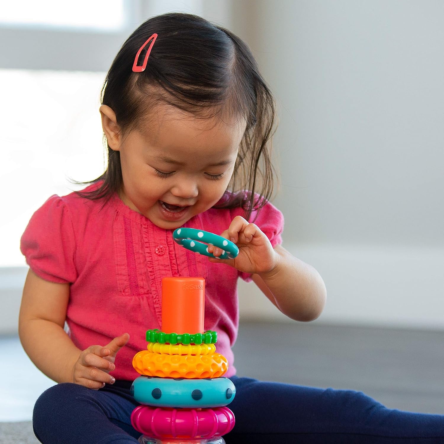 Stacks of Circles Stacking Ring STEM Learning Toy, Age 6+ Months, Multi, 9 Piece Set