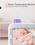 Jlb7Tech Baby Monitor, 5" Split Screen,Video Baby Monitor with 2 Cameras and Audio,Night Vision,Two-Way Talk,Long Range,Feeding Time,Lullabies,Temperature Detection,Power Saving/Vox,Zoom In