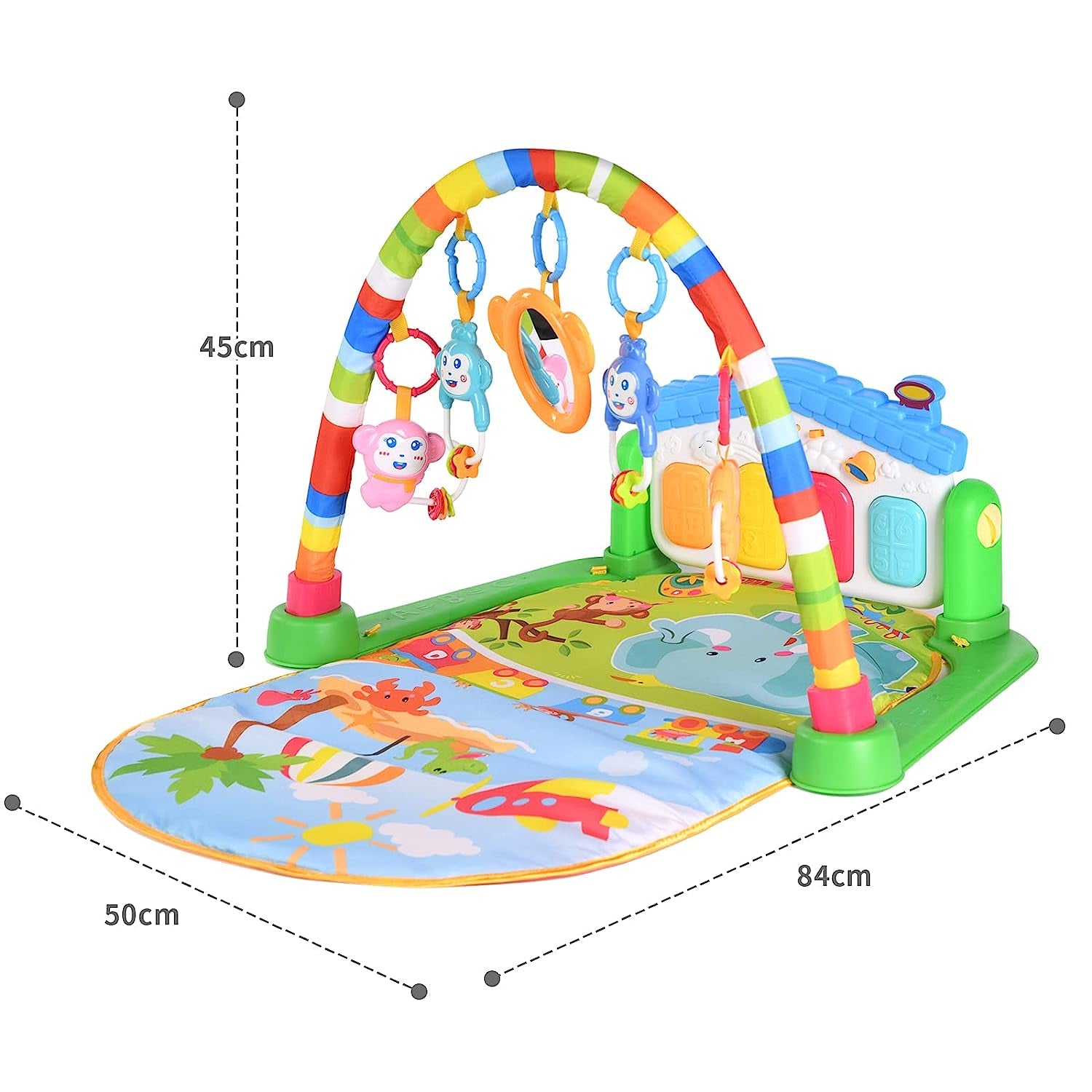 Baby Play Gym, Baby Play Mat Tummy Time Playmat Kick Piano Infant Babies Newborn Floor Mat for 0-12 Months