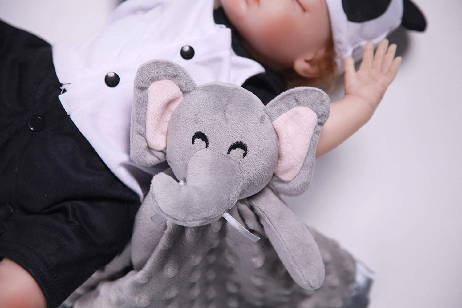 Elephant Security Blanket, Soft Lovey Unisex Lovie Christmas Baby Gifts for Newborn Boys and Girls Snuggle Toy Stuffed Animal Grey 16 Inch