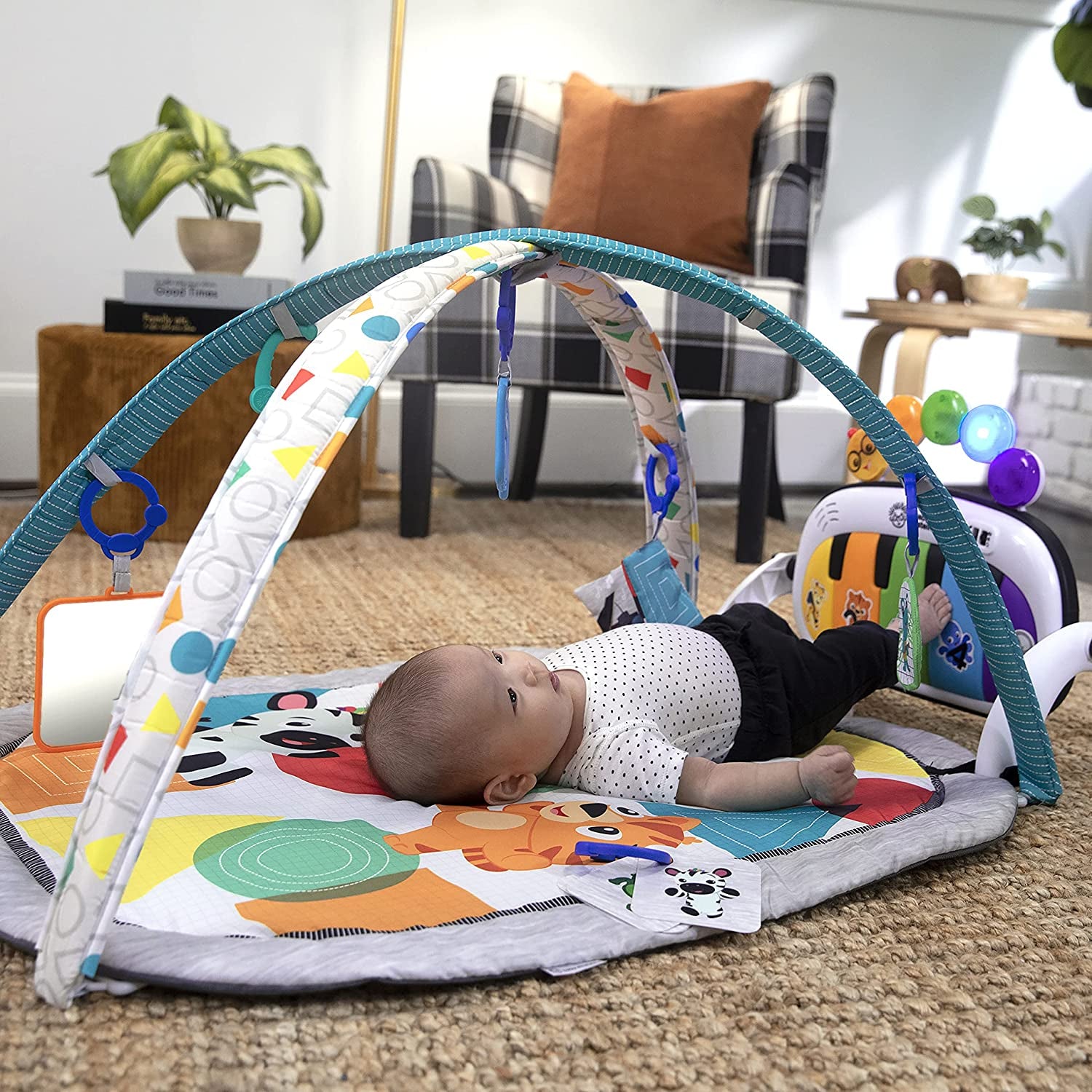 4-In-1 Kickin&#39; Tunes Music and Language Play Gym and Piano Tummy Time Activity Mat