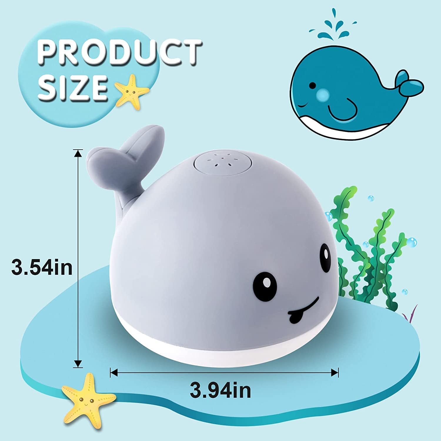 Baby Bath Toys Gifts, Christmas Rechargeable Baby Toys Whale, Light up Bath Toys, Sprinkler Bathtub Toys for Toddlers Infant Kids Boys Girls, Spray Water Bath Toy, Pool Bathroom Baby Toy