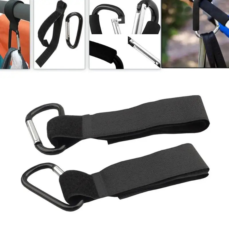 4/2Pcs Black Stroller Hooks Wheelchair Stroller Pram Carriage Bag Hanger Hook Shopping Bag Clip Convenient Stroller Accessory