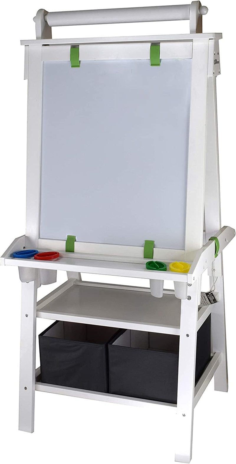 3-In-1 Art Easel by  2-Sided A-Frame Art Easel with Chalk Board, Dry Erase, Storage, Paper Feed and Accessories for Toddlers (Soft White)