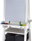 3-In-1 Art Easel by  2-Sided A-Frame Art Easel with Chalk Board, Dry Erase, Storage, Paper Feed and Accessories for Toddlers (Soft White)