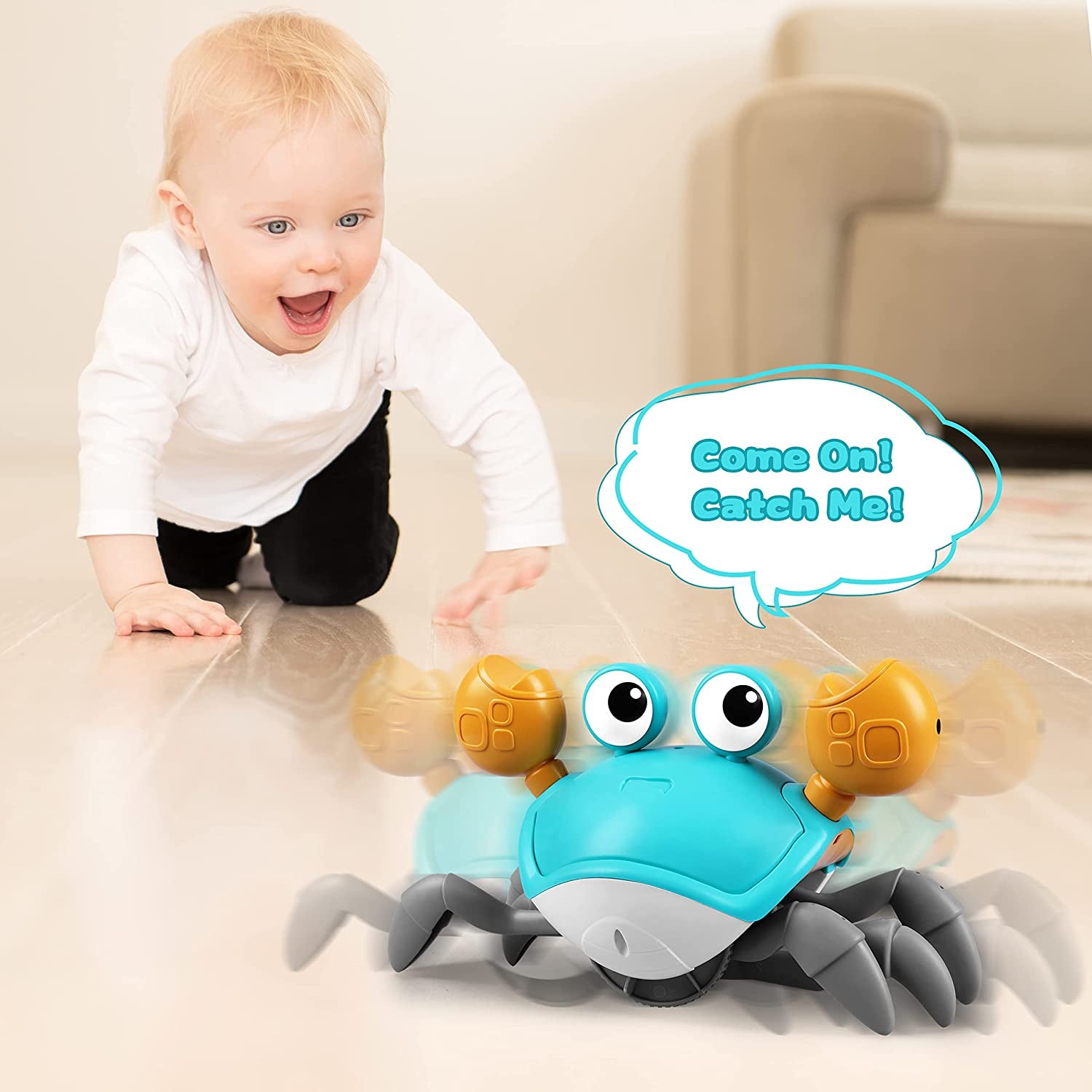 Crawling Crab Toy, Infant Tummy Time Baby Toys, Fun Interactive Dancing Walking Moving Toy Babies Sensory Induction Crabs with Music, Baby Toys 0-6 to 12-18 Months Boys Girls Toddler Birthday Gifts