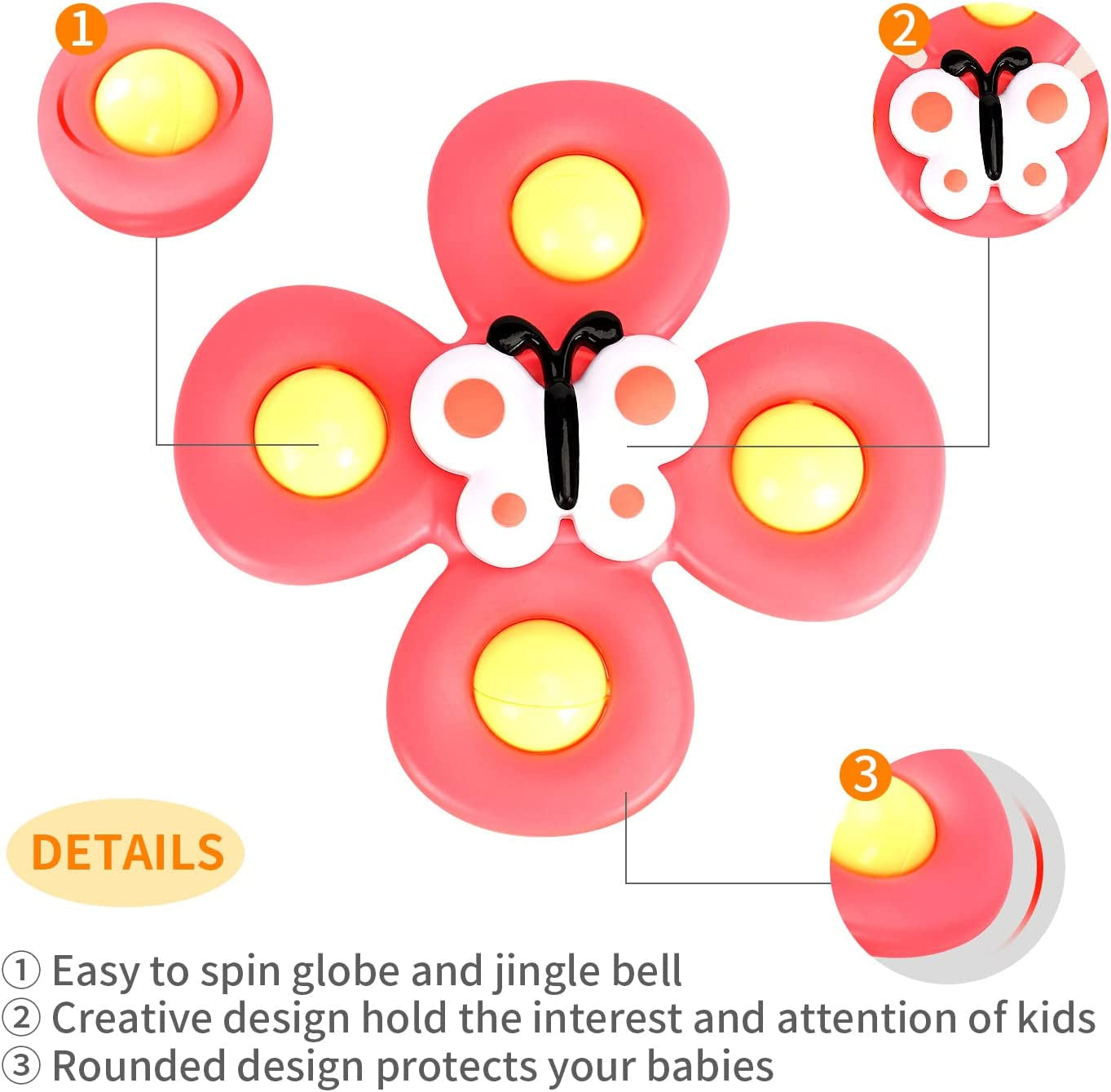 3PCS  Suction Cup Spinner Toys for 1 Year Old Boy Girl|Spinning Top Toddler Toys Age 1-2|1 2 Year Old Boy Birthday Gift|Baby Bath Toys for Kids Ages 1-3|Sensory Toys for Toddlers 1-3