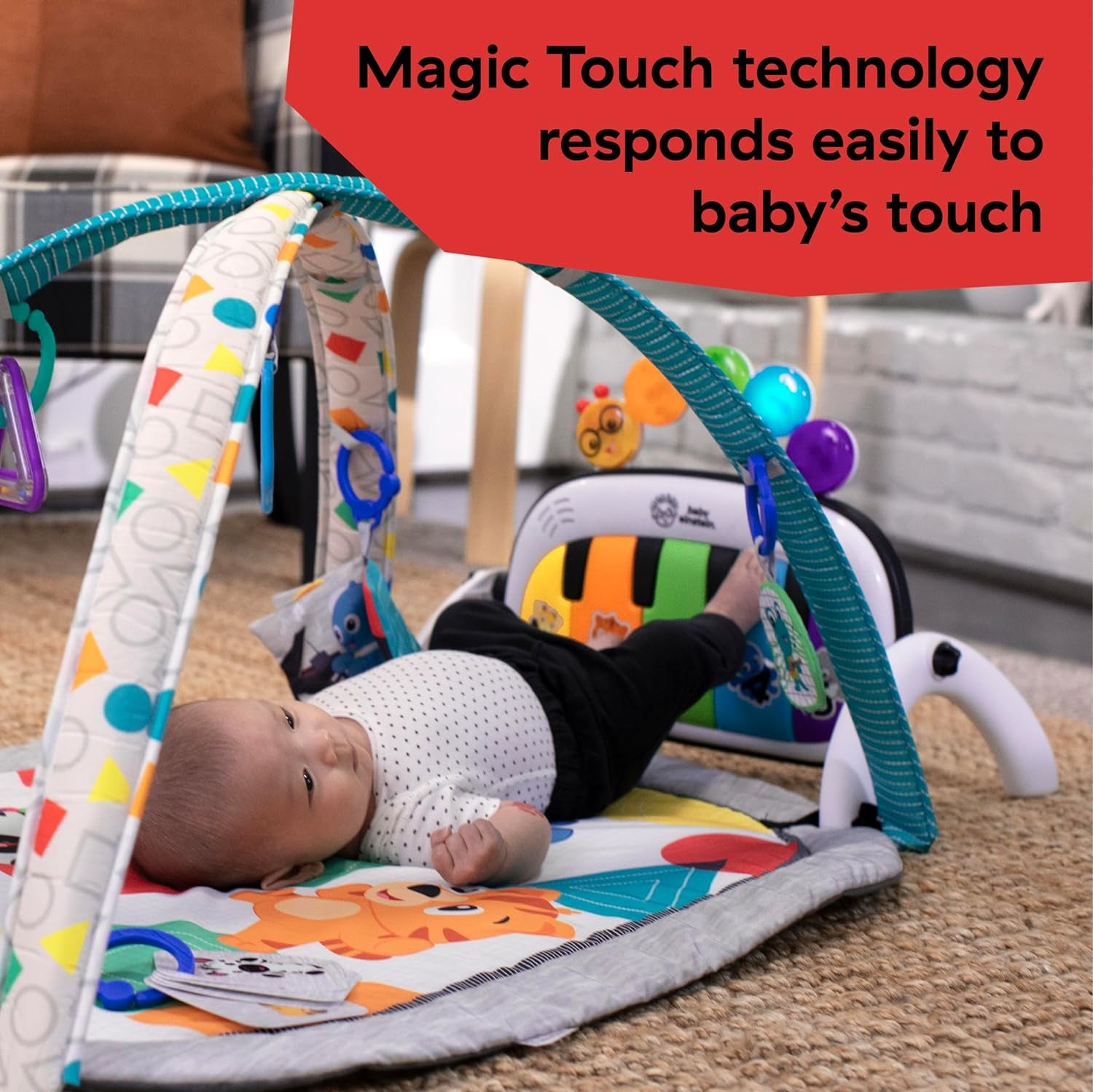 4-In-1 Kickin&#39; Tunes Music and Language Play Gym and Piano Tummy Time Activity Mat