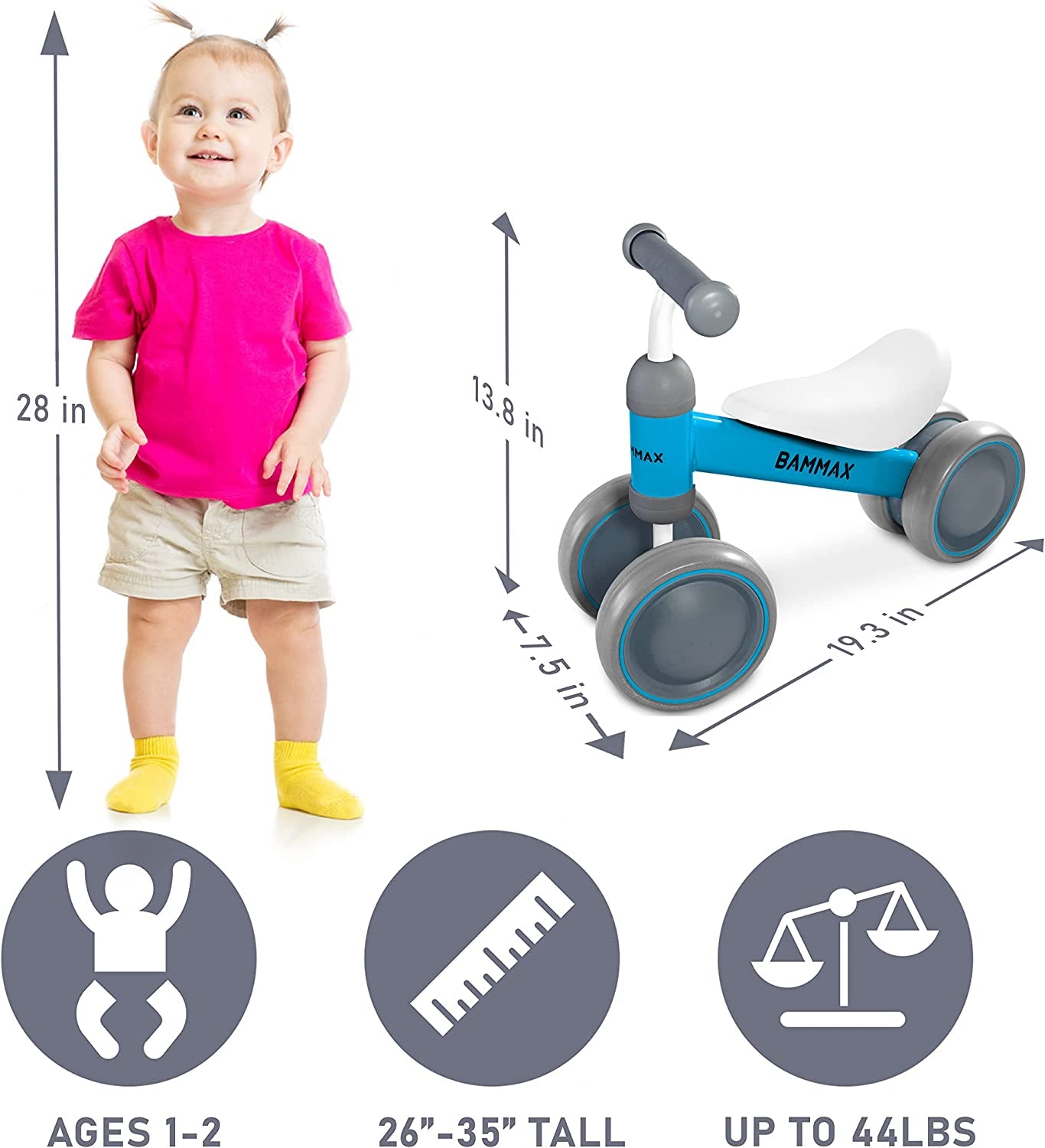 Official Tykebike® Toddler &amp; Baby Bike | Toddler &amp; Baby Balance Bike Ride on Toy | Easy Glide Wheels &amp; Safer Toddler Bike Steering | Indoor/Outdoor Baby &amp; Toddler Ride on Toy for 1+ Year Old