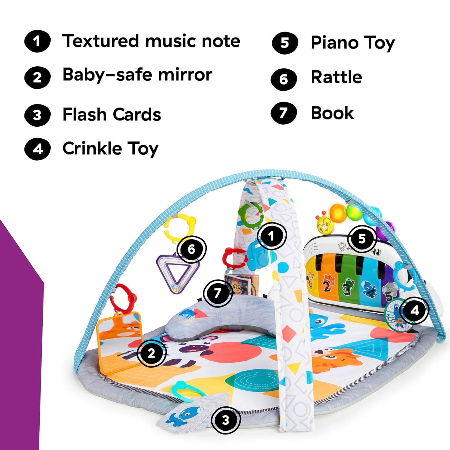 4-In-1 Kickin' Tunes Music and Language Play Gym and Piano Tummy Time Activity Mat