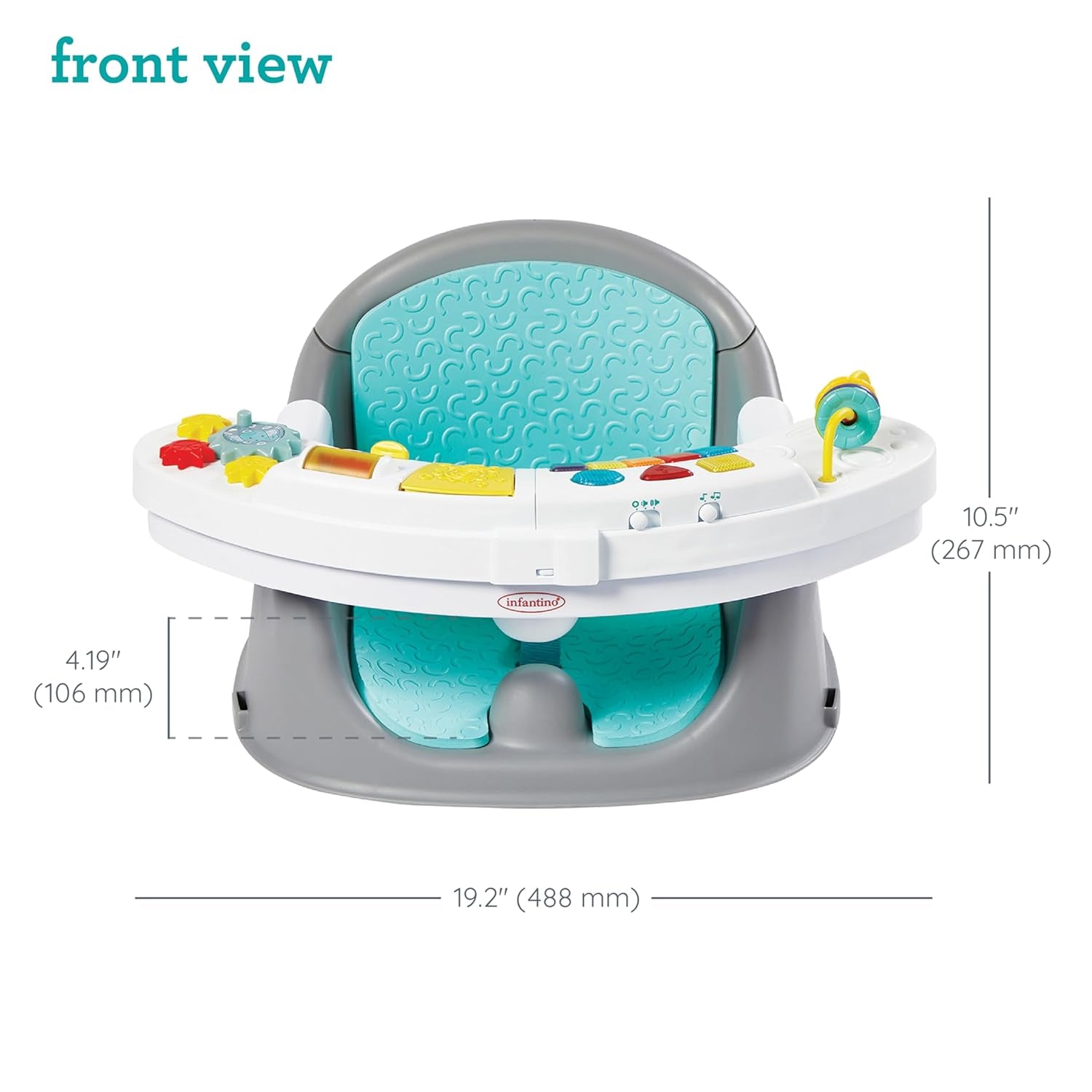 Music &amp; Lights 3-In-1 Discovery Seat and Booster - Convertible, Infant Activity and Feeding Seat with Electronic Piano for Sensory Exploration, for Babies and Toddlers, Teal