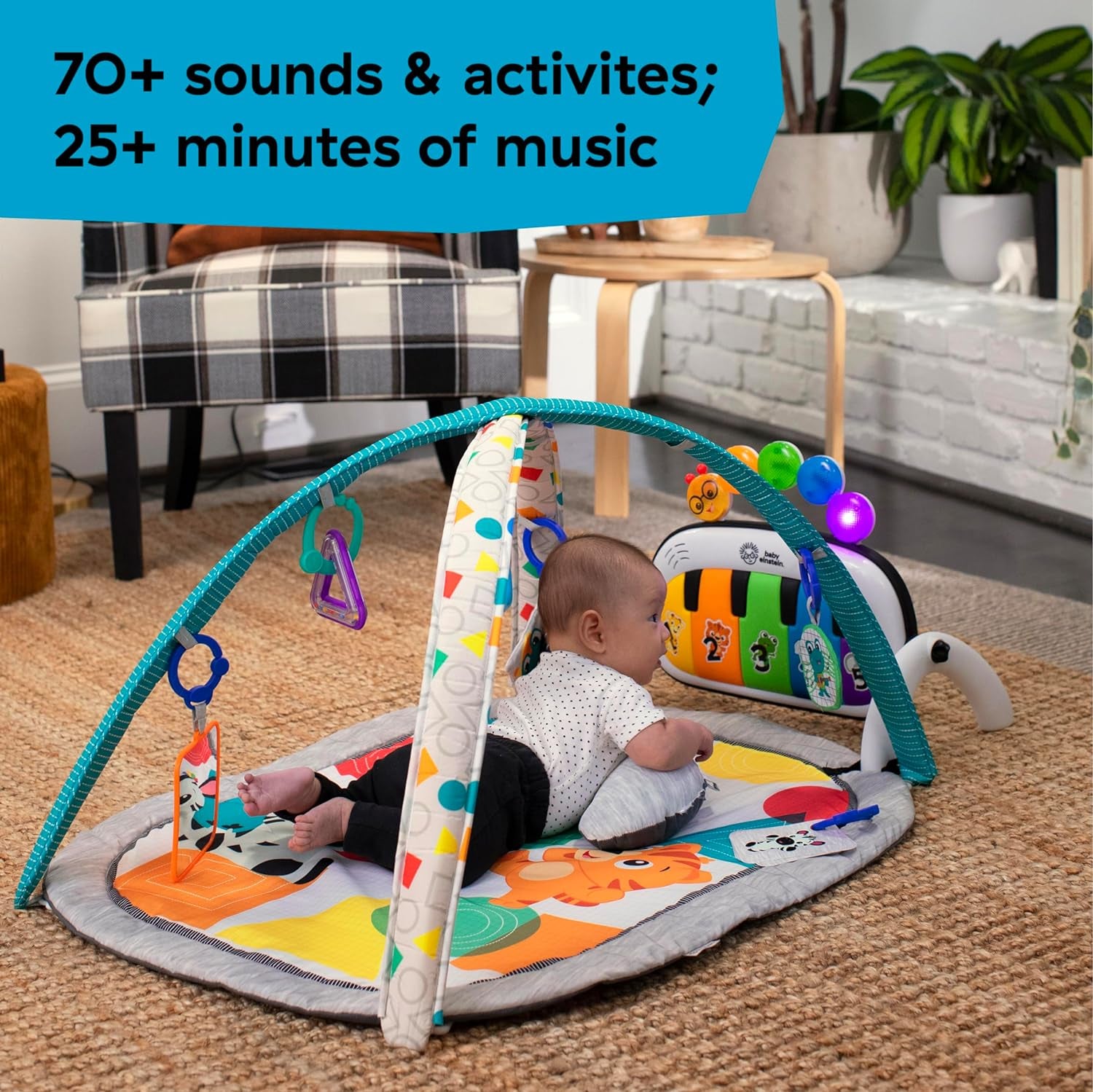 4-In-1 Kickin' Tunes Music and Language Play Gym and Piano Tummy Time Activity Mat