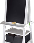 3-In-1 Art Easel by  2-Sided A-Frame Art Easel with Chalk Board, Dry Erase, Storage, Paper Feed and Accessories for Toddlers (Soft White)