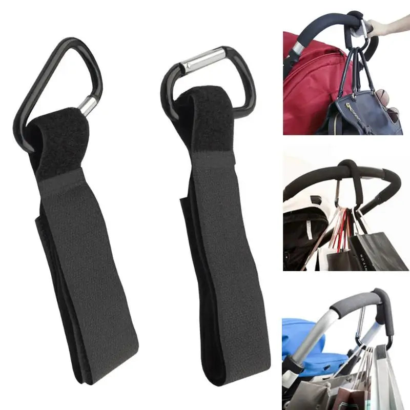 4/2Pcs Black Stroller Hooks Wheelchair Stroller Pram Carriage Bag Hanger Hook Shopping Bag Clip Convenient Stroller Accessory