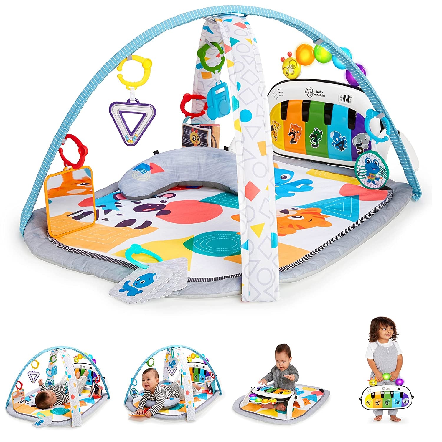 4-In-1 Kickin' Tunes Music and Language Play Gym and Piano Tummy Time Activity Mat