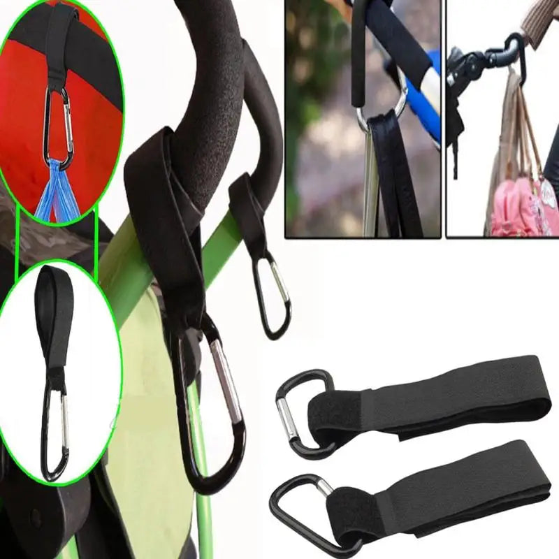 4/2Pcs Black Stroller Hooks Wheelchair Stroller Pram Carriage Bag Hanger Hook Shopping Bag Clip Convenient Stroller Accessory