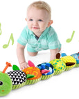 Baby Toys Musical Caterpillar,Infant Stuffed Animal Toys with Crinkle and Rattles,Soft Sensory Toys with Textures for Tummy Time Newborn Boys Girls 0 3 6 12 Months(Green)