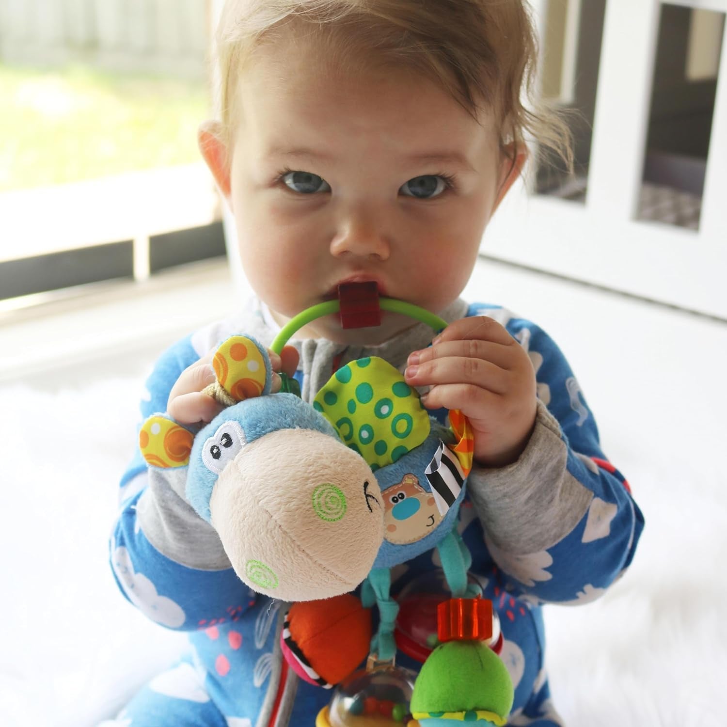 Horse Clip Clop Activity Rattle Dark Blue - Nurturing Developmental Toy for 3+ Months - the Ultimate Blend of Teething &amp; Early Engagement - Baby&#39;S First Rattles with a Charming Horse Pattern