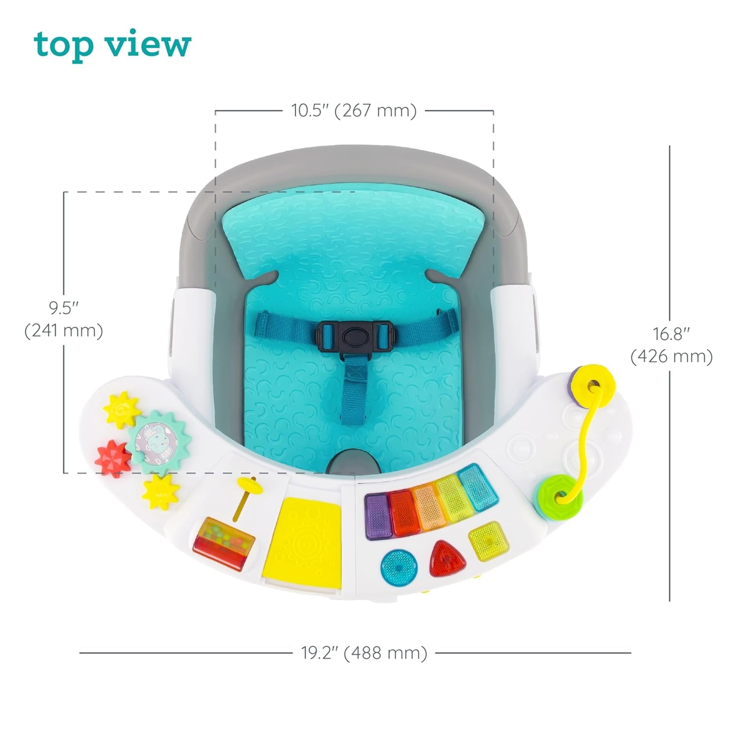 Music &amp; Lights 3-In-1 Discovery Seat and Booster - Convertible, Infant Activity and Feeding Seat with Electronic Piano for Sensory Exploration, for Babies and Toddlers, Teal