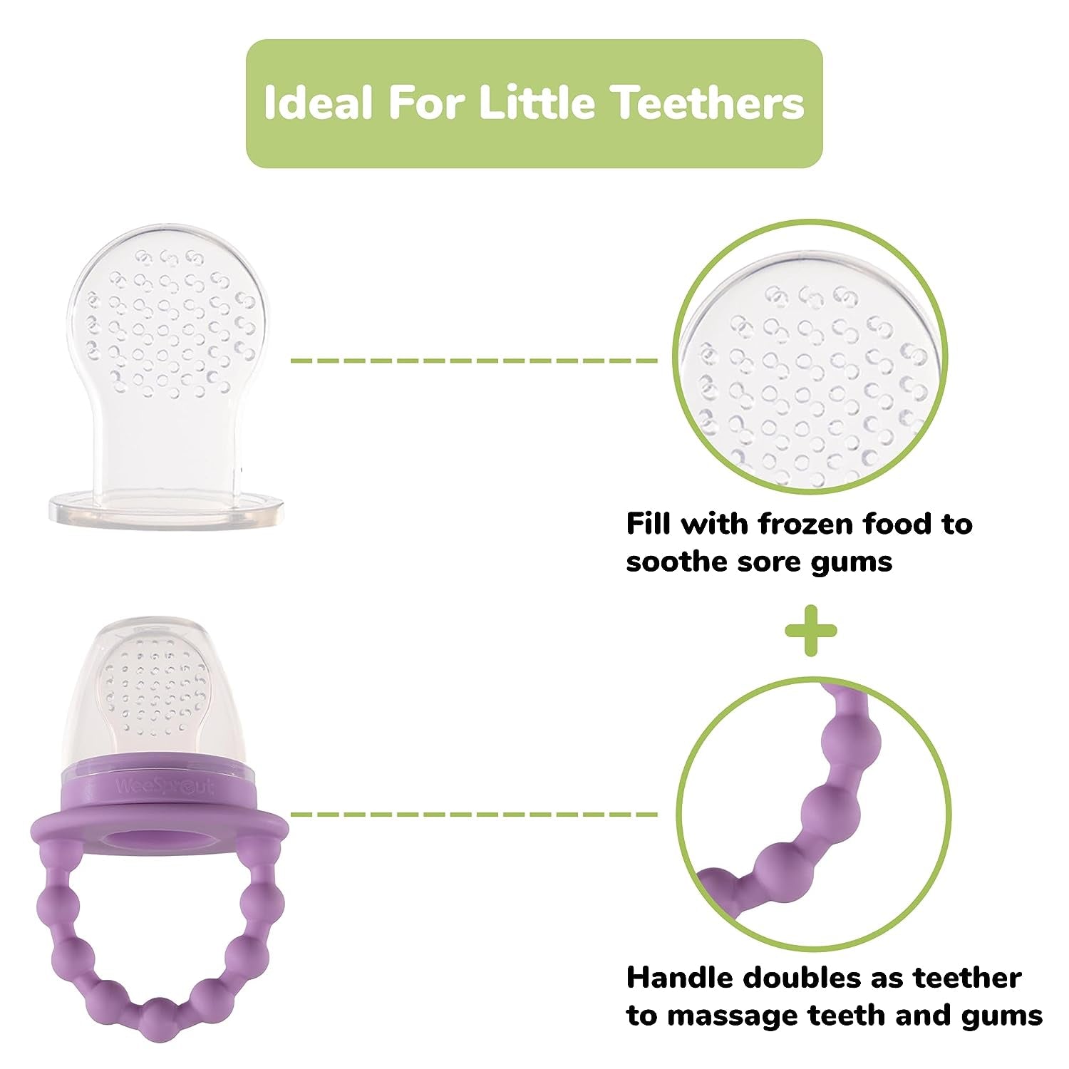 Silicone Baby Food Feeders + Freezer Tray for Batch Prep, Set of 2, Introduce New Foods Safely, Double as Silicone Teething Toys, Includes 2 Extra Food Pouches &amp; Travel Lids, Dishwasher Safe