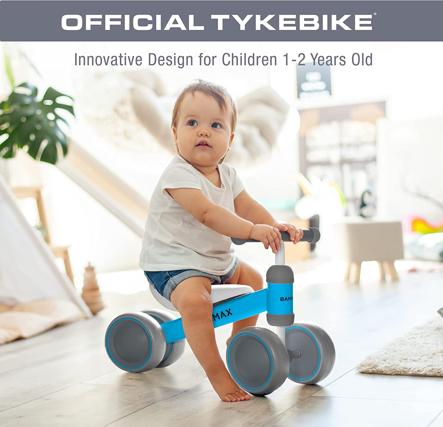 Official Tykebike® Toddler &amp; Baby Bike | Toddler &amp; Baby Balance Bike Ride on Toy | Easy Glide Wheels &amp; Safer Toddler Bike Steering | Indoor/Outdoor Baby &amp; Toddler Ride on Toy for 1+ Year Old