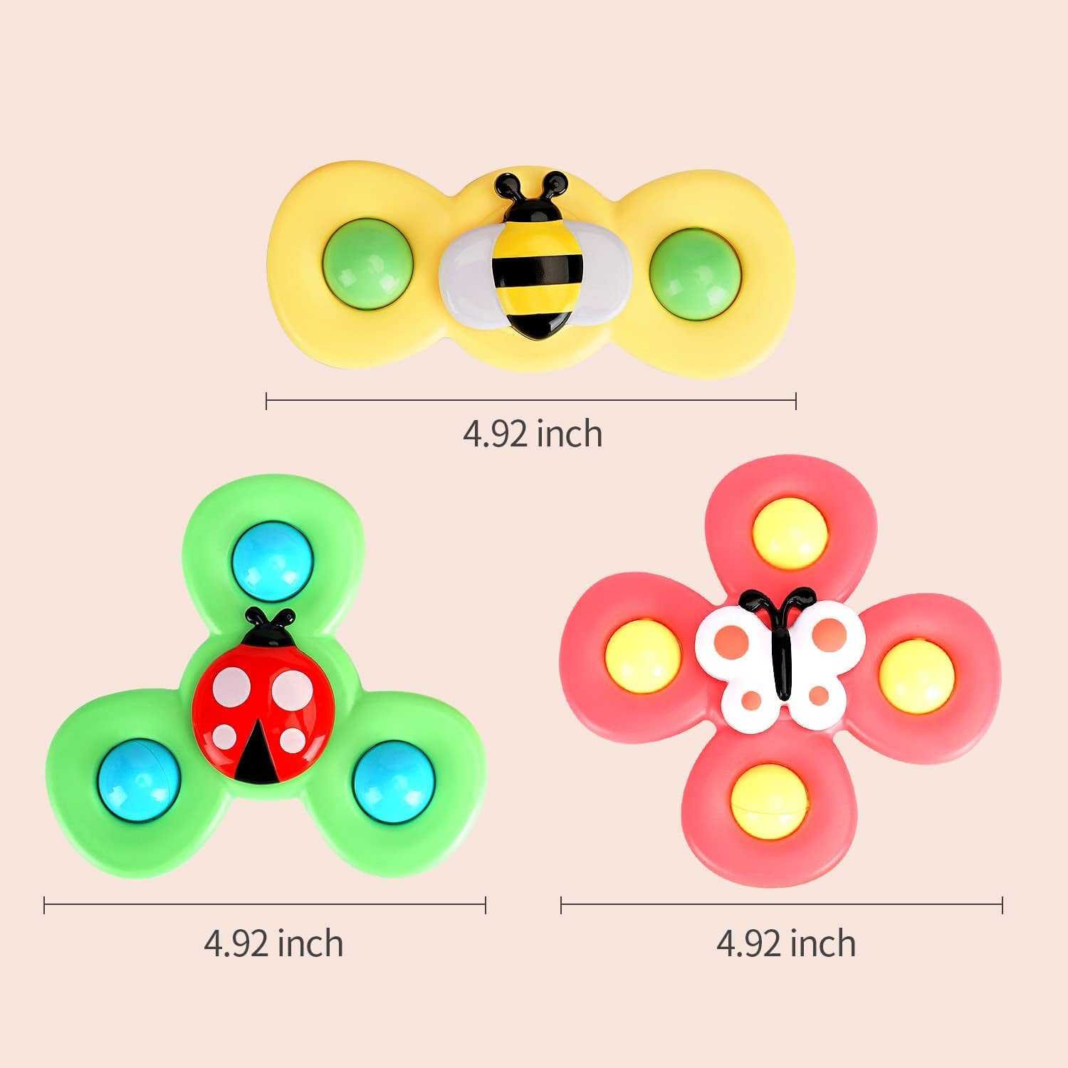 3PCS  Suction Cup Spinner Toys for 1 Year Old Boy Girl|Spinning Top Toddler Toys Age 1-2|1 2 Year Old Boy Birthday Gift|Baby Bath Toys for Kids Ages 1-3|Sensory Toys for Toddlers 1-3