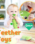 Baby Toys Musical Caterpillar,Infant Stuffed Animal Toys with Crinkle and Rattles,Soft Sensory Toys with Textures for Tummy Time Newborn Boys Girls 0 3 6 12 Months(Green)