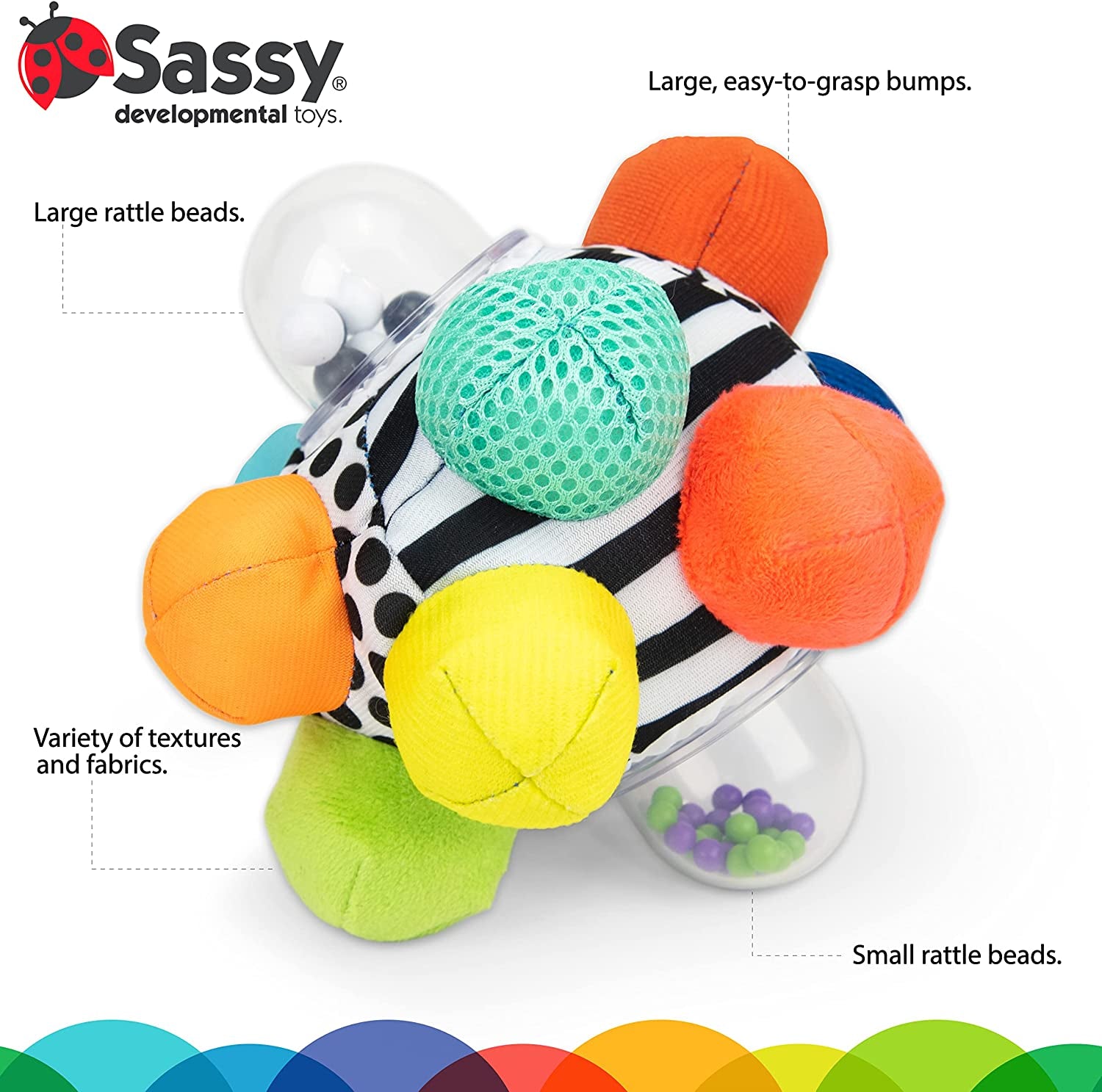 Developmental Bumpy Ball | Easy to Grasp Bumps Help Develop Motor S##### | for Ages 6 Months and up | Colors May Vary