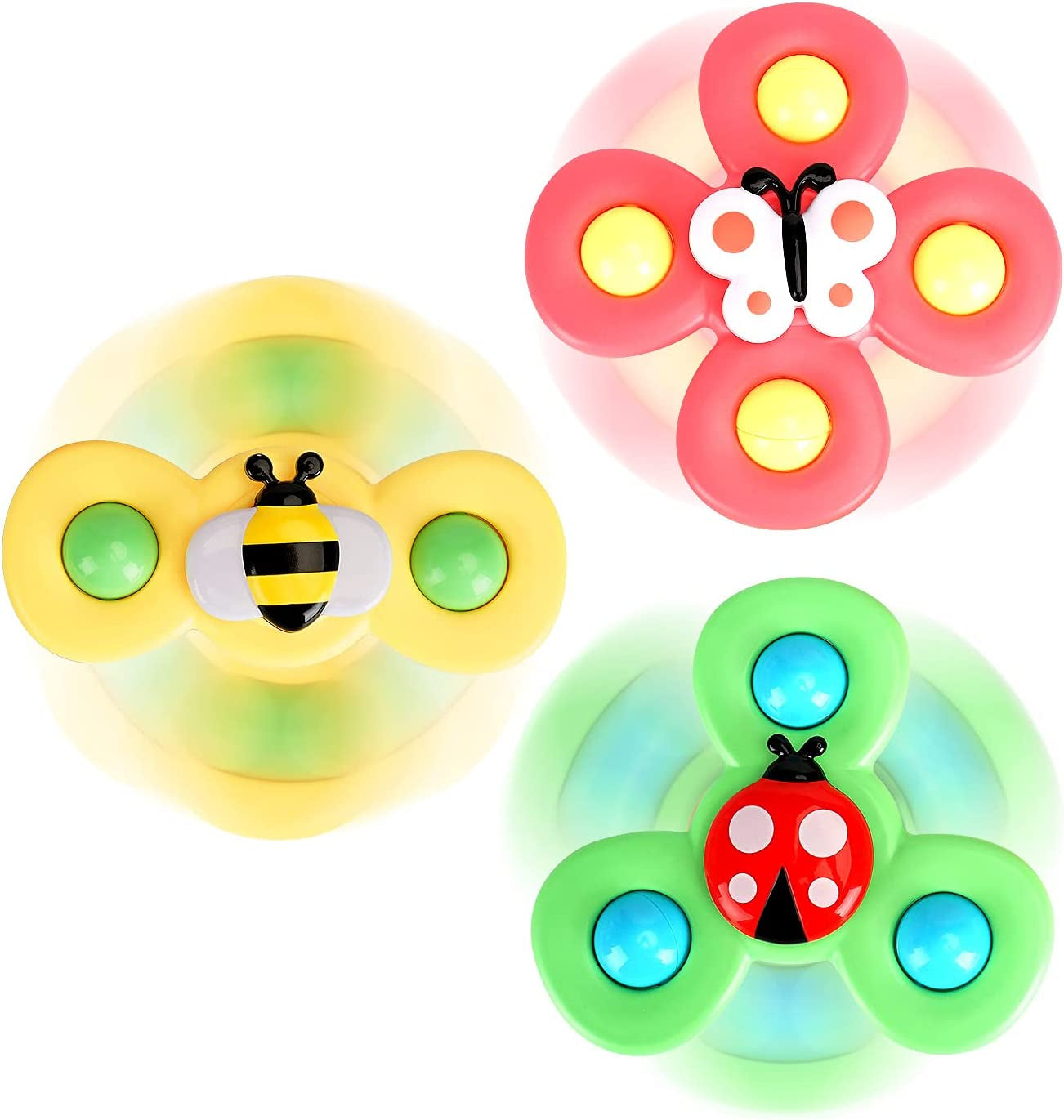 3PCS  Suction Cup Spinner Toys for 1 Year Old Boy Girl|Spinning Top Toddler Toys Age 1-2|1 2 Year Old Boy Birthday Gift|Baby Bath Toys for Kids Ages 1-3|Sensory Toys for Toddlers 1-3