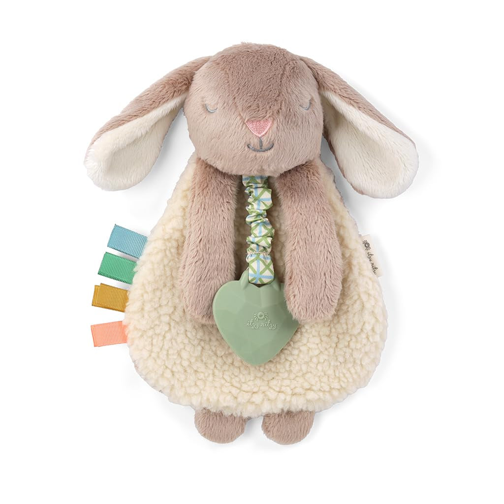 - Itzy Lovey Including Teether, Textured Ribbons & Dangle Arms; Features Crinkle Sound, Sherpa Fabric and Minky Plush; Taupe Bunny