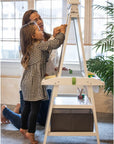 3-In-1 Art Easel by  2-Sided A-Frame Art Easel with Chalk Board, Dry Erase, Storage, Paper Feed and Accessories for Toddlers (Soft White)