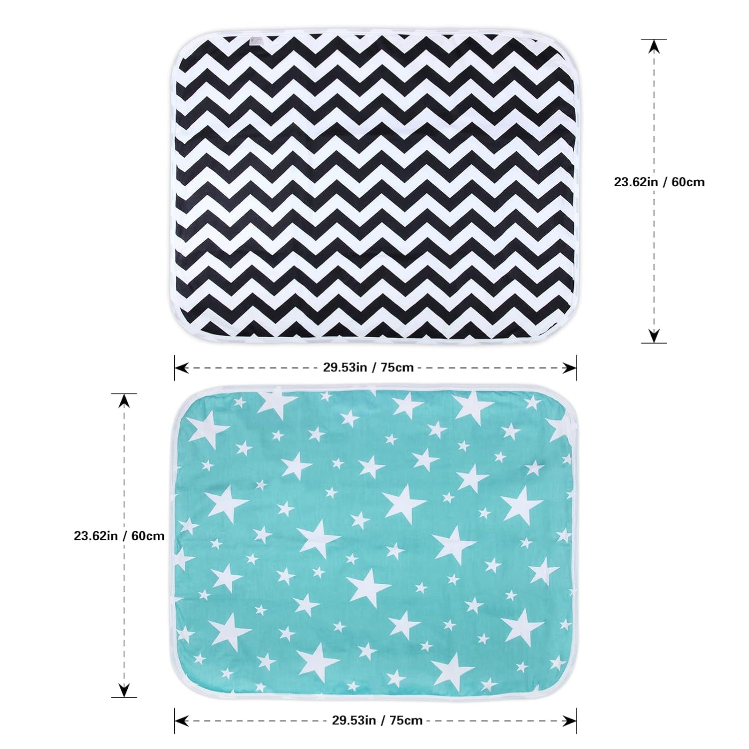 Changing Pad Liners, Portable Diaper Changing Pad, Baby Changing Pad Foldable Absorbent Diaper Changing Mat for Baby Boys Girls, 3 Layers Washable Incontinence Underpads for Patient 24&#39;&#39;X30&#39;&#39;(2Pcs)