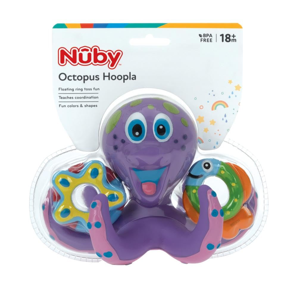 Floating Purple Octopus with 3 Hoopla Rings Interactive Bath Toy